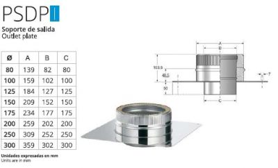 Placa Salida Doble Pared Inox/Inox